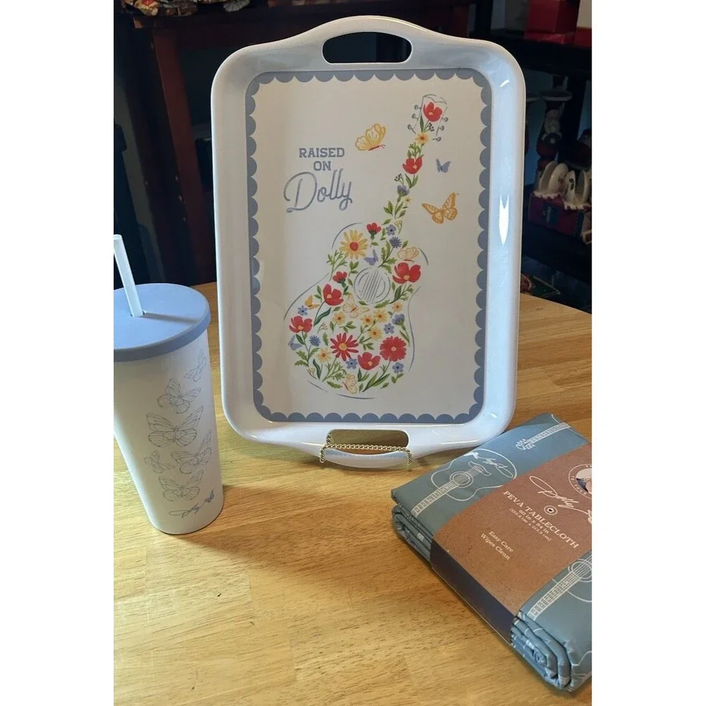Dolly Parton Raised On Dolly Tray Cup Tablecloth Set Country Kitchen Decor
